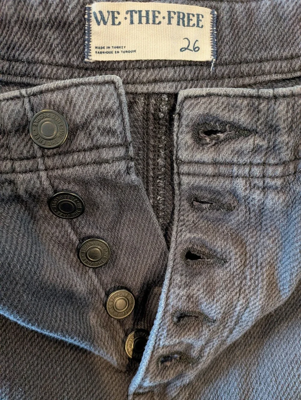 Free People We the Free Osaka Mid-Rise Barrel Jeans Baggy Pants Black Size 26